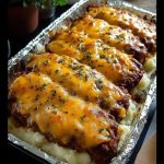 Cheesy Meatloaf on Mashed Potatoes