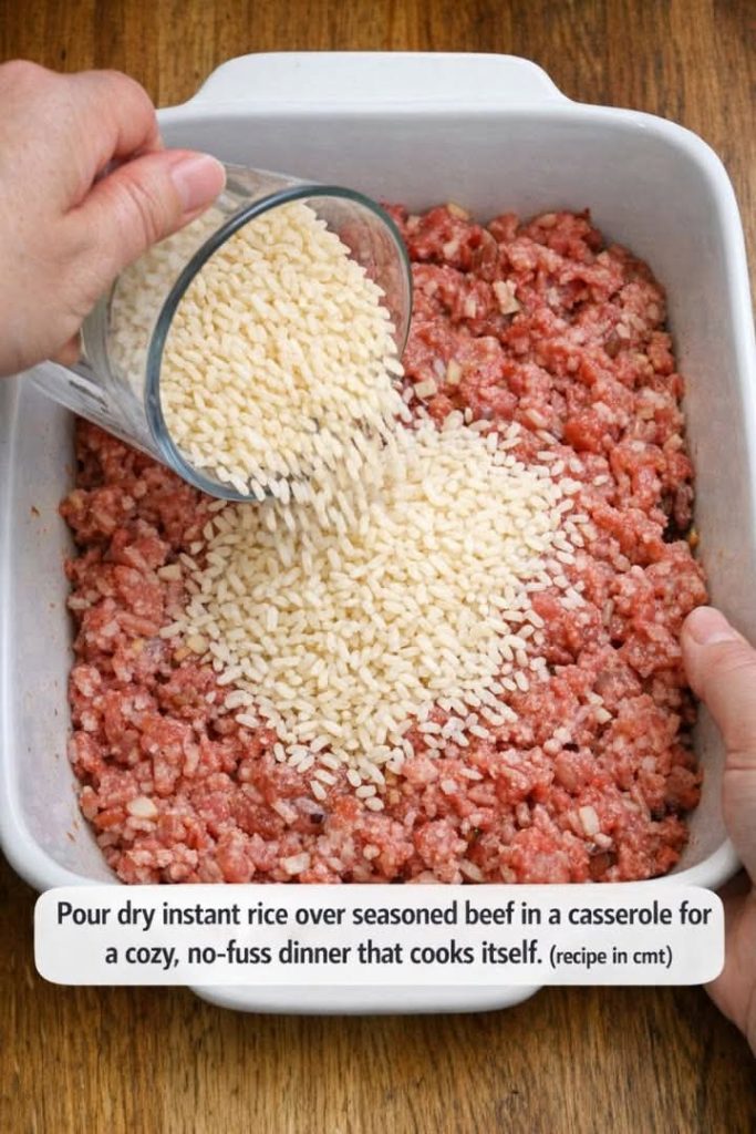 Ultimate No-Fuss Dump-and-Bake Ground Beef & Instant Rice Casserole ...